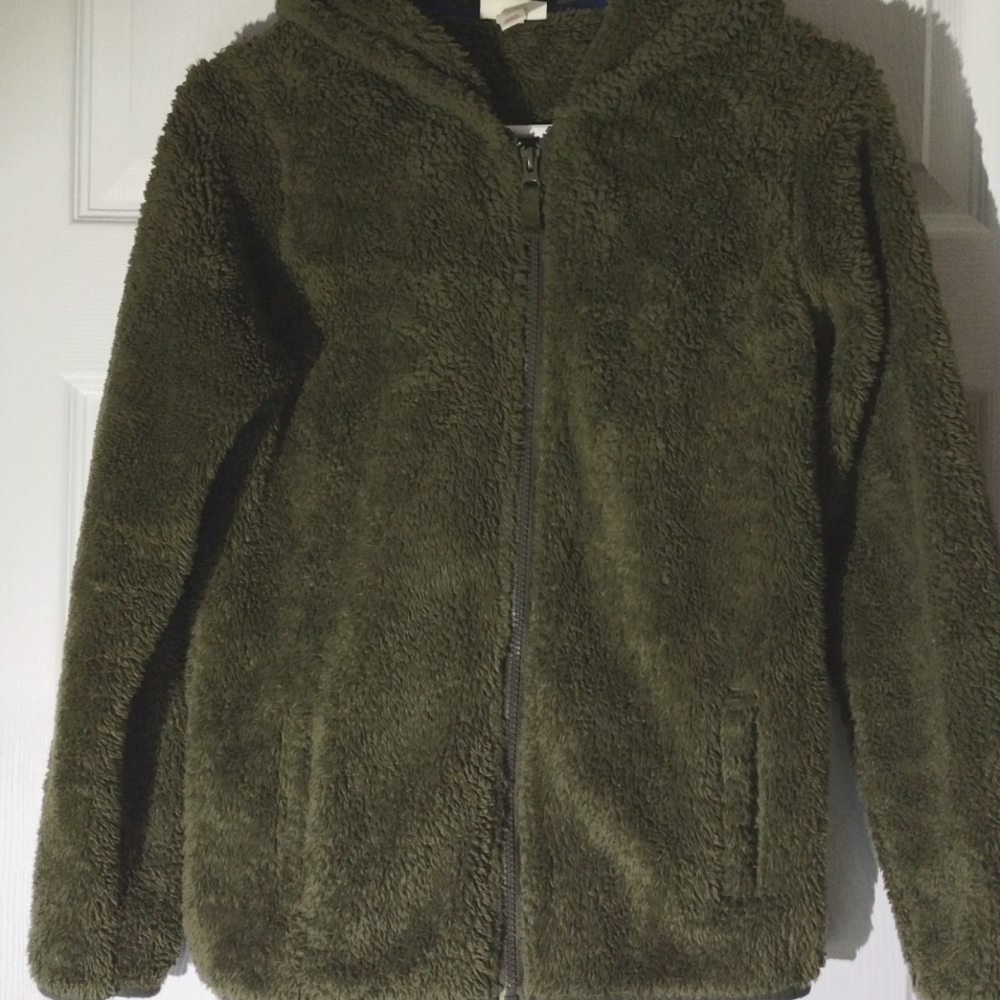 Cat & Jack SZ Lg Faux Fur Zip Up Jacket w/Hood
